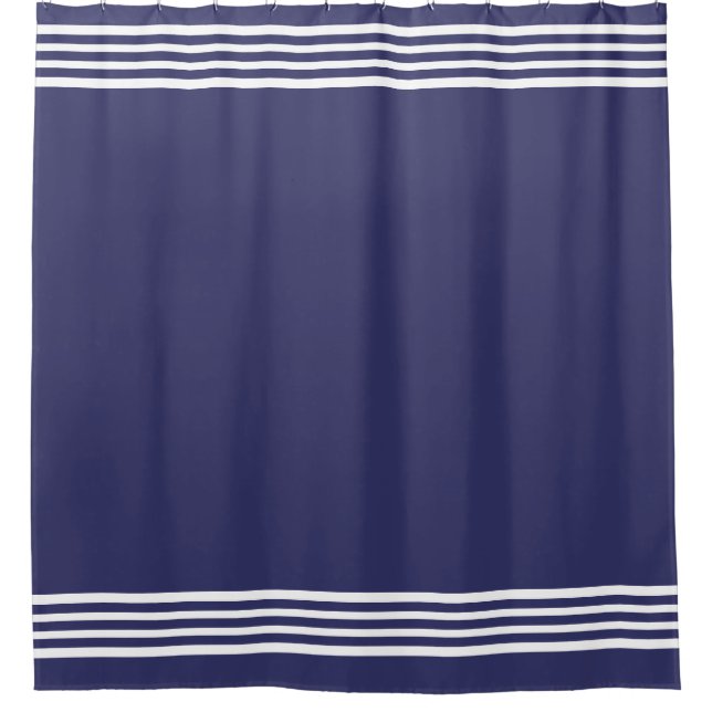 Moderne Küstenwache Nautical Navy Blue Sandpiper Duschvorhang (Vorderseite)