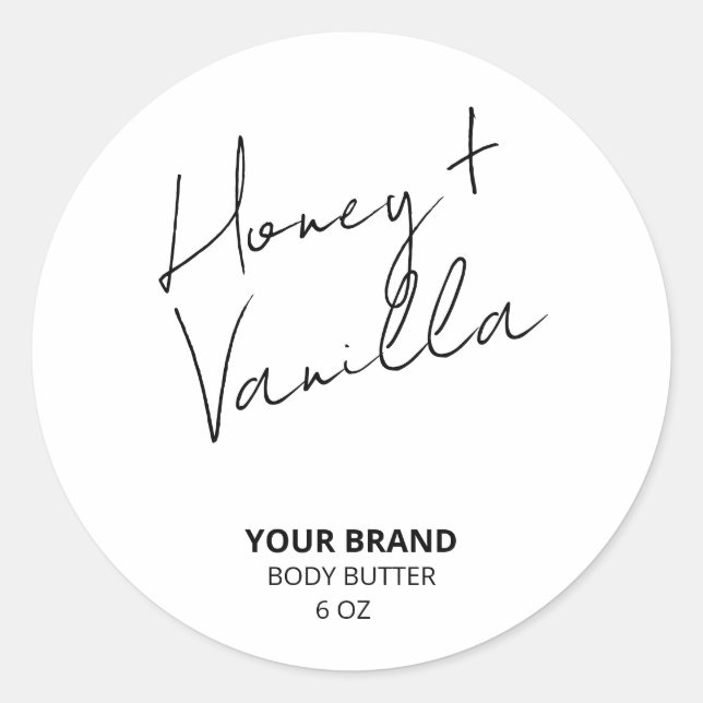 Moderne Labels für White Body Butter Runder Aufkleber (Vorderseite)