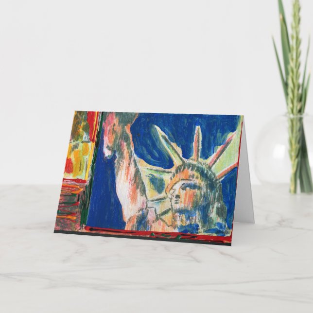 Moderne Lady Liberty Wasserfarbe Farbige Postkarte (Vorderseite)