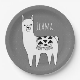 Moderne Lama Sketch Babydusche Pappteller