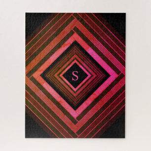 Moderne ländliche rosa geometrische Monogramme