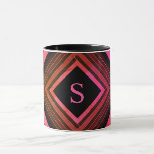 Moderne ländliche rosa geometrische Monogramme Tasse