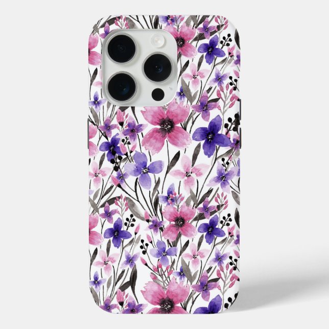 Moderne Landrosa Lila Blumenfarbe Case-Mate iPhone Hülle (Rückseite)