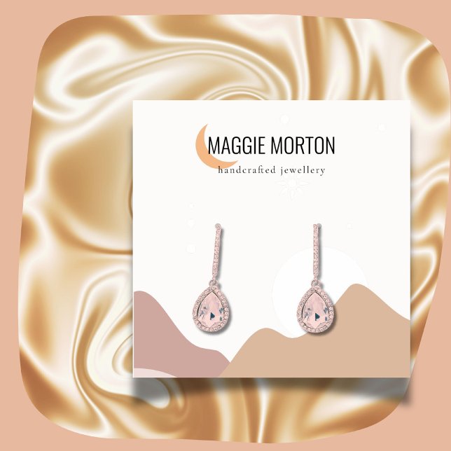 Moderne Landschaft Osterdarstellung Quadratische Visitenkarte (Modern abstract earring display in earth tone colors)