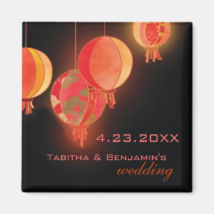 Moderne Lanterns Wedding speichern das Datum Magnet