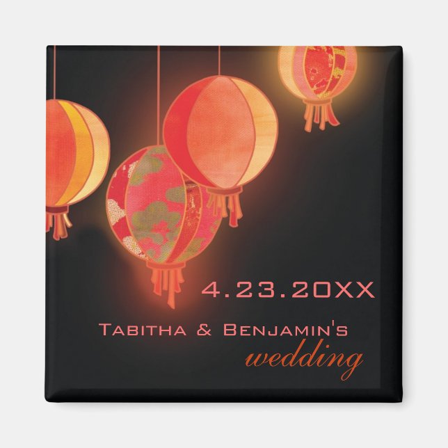 Moderne Lanterns Wedding speichern das Datum Magnet (Vorne)