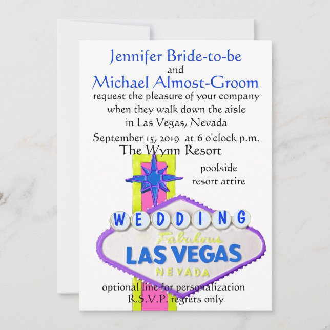 Moderne Las Vegas Wedding Einladung (Vorderseite)