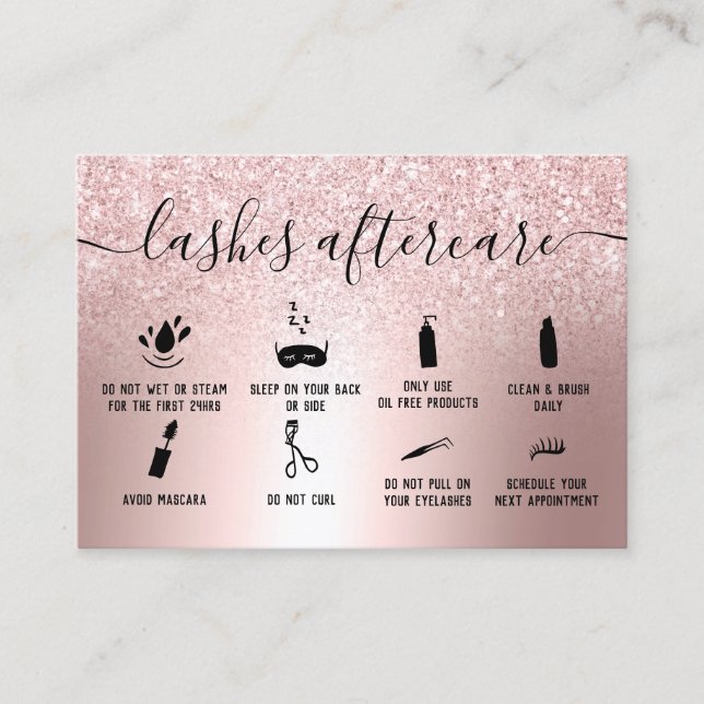 Moderne Laser Aftercare Rose Gold Glitzer metallis Visitenkarte (Vorderseite)