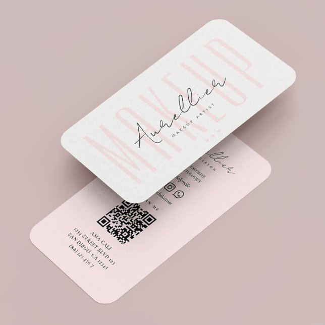 Moderne Lashes Makeup artist Nail Tech Pastel Pink Visitenkarte (Modern Lashes Makeup artist Nail Tech Pastel Pink Business Card
)