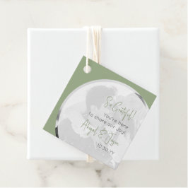 Moderne Lässige Hochzeitssage Foto Grün Geschenkanhänger