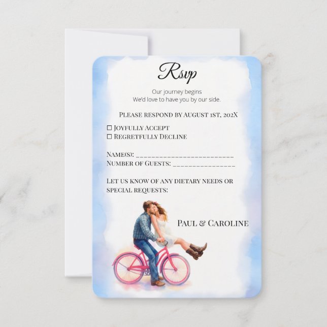 Moderne Lässige RomantikHochzeitskuppel Wasserfarb RSVP Karte (Vorderseite)