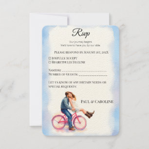 Moderne Lässige RomantikHochzeitskuppel Wasserfarb RSVP Karte
