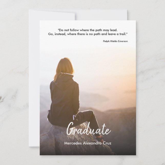 Moderne Lässige W/Foto & Quote Graduation Party Einladung (Vorderseite)