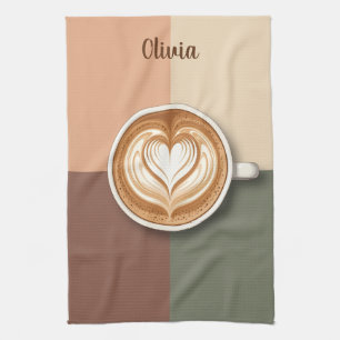 Moderne Latte Art Herz Geschirrtuch