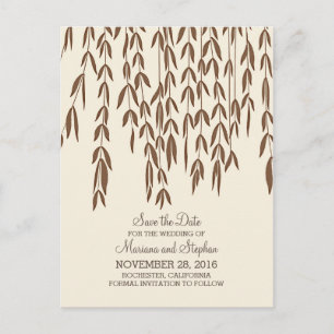 moderne Laubäume elegant Save the Date Ankündigungspostkarte