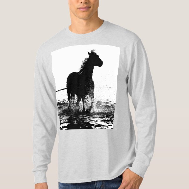 Moderne Laufende Pferde Pop Art Template Ash Trend T-Shirt (Vorderseite)