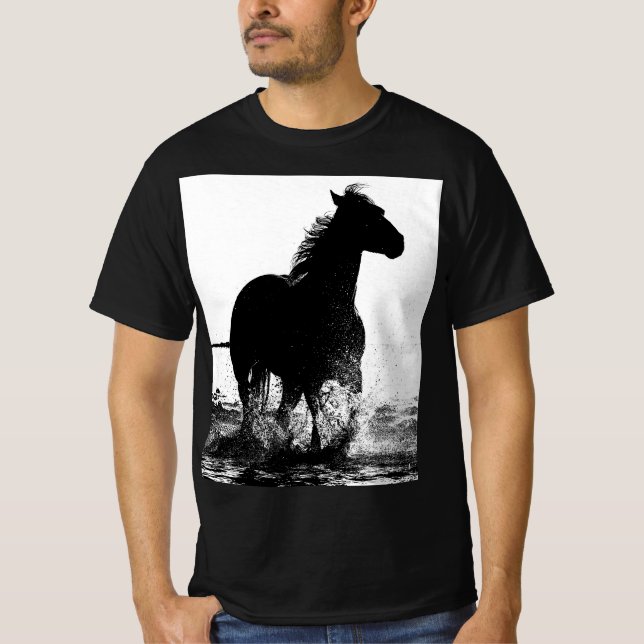 Moderne Laufende Pferde Pop Art Template Mens T-Shirt (Vorderseite)
