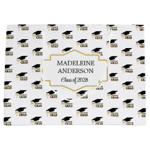 Moderne Launische Goldene Schwarze Abschlussmütze Große Geschenktüte