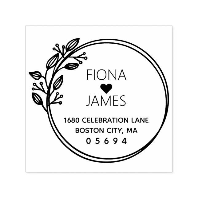 Moderne Laurel Circular Wedding Rücksendeadresse Permastempel (Design)
