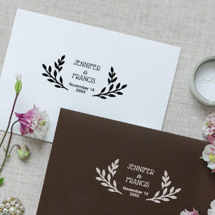 Moderne Laurel Wedding rettet das Datum Gummistempel