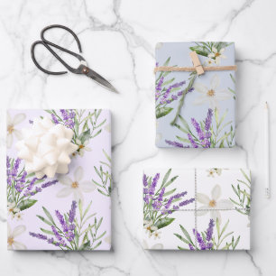 Moderne Lavendel-blumige Hochzeit Geschenkpapier Set