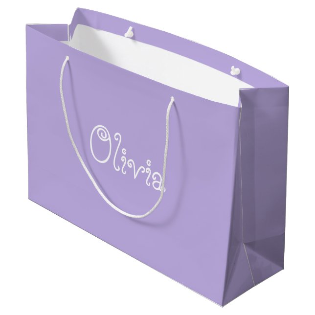 Moderne Lavendel Color Babydusche Geschenktasche Große Geschenktüte (Rückseite Schrägansicht)