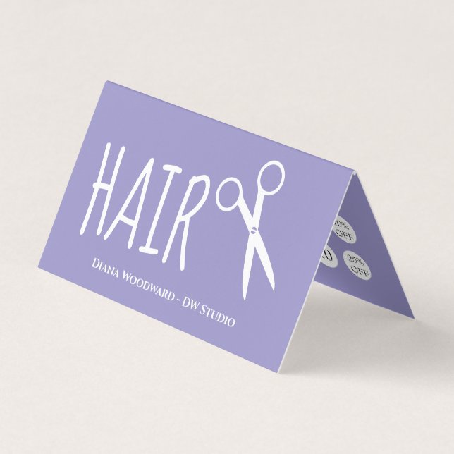 Moderne Lavendel-Friseursalons Visitenkarten (Vorderseite)