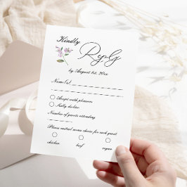 Moderne Lavendel Lila Wildblumen Hochzeit RSVP Karte