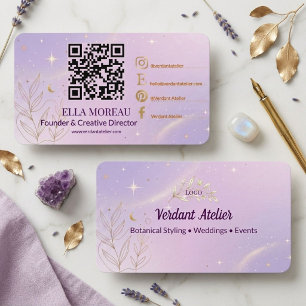 Moderne Lavendel-QR-Code Elegante Pastell-Marke Visitenkarte