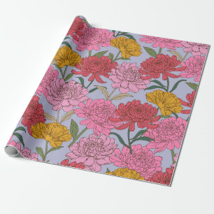 Moderne Lavendel-Rosa und Goldene Blumengarten Geschenkpapier