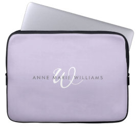 Moderne Lavendel Weiße Schrift Monogramm Laptopschutzhülle