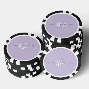 Moderne Lavendel Weiße Schrift Monogramm Pokerchips