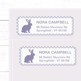 Moderne Lavender Bunny Gingham Rücksendeadresse