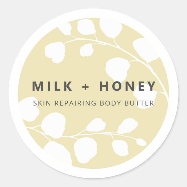 Moderne Leaf Border Beige Product Labels Runder Aufkleber (Vorderseite)