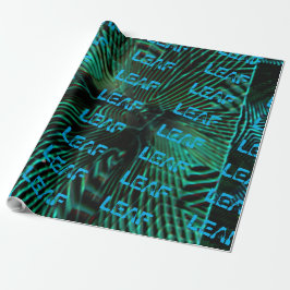MODERNE LEAF ÖL GREEN BLUE GESCHENKPAPIER