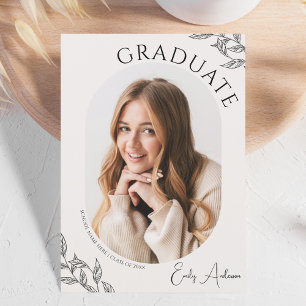 Moderne Leaf Taupe 2 Foto Graduation Party Einladung