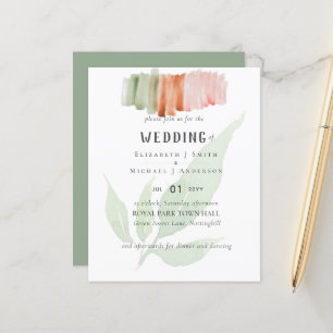 Moderne Leaf Watercolor WEDING Einladung