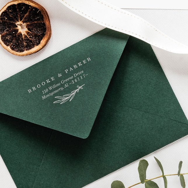 Moderne Leaf-Zweigniederlassung Personalisiert Nam Gummistempel (Von Creator hochgeladen)