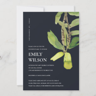 MODERNE LEAFY FOLIAGE BLACK SHOWER PAR INVITATION