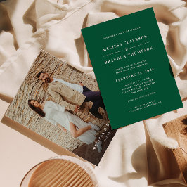 Moderne, lebendige Emerald Green Foto Wedding Einladung