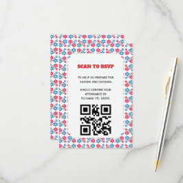 Moderne lebendige Flower Power Hochzeitsmuster, RSVP Karte