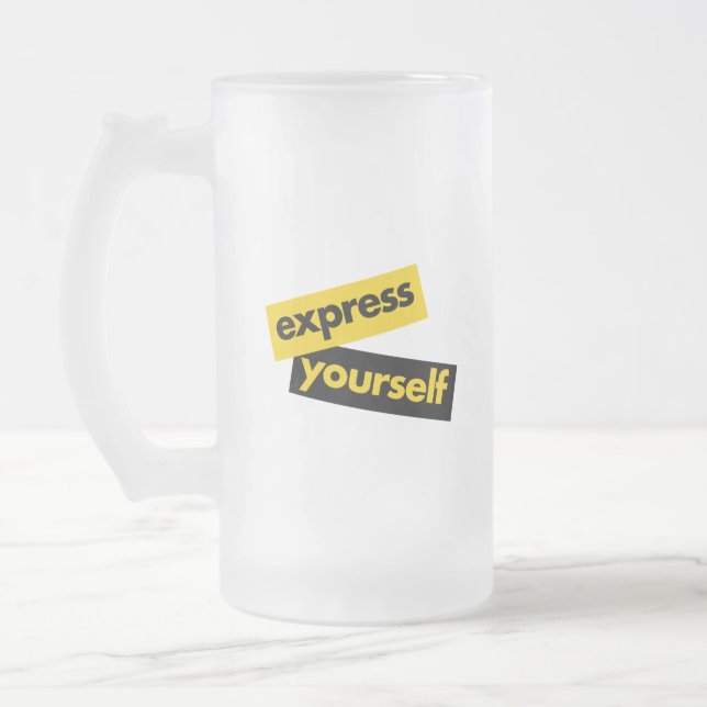 Moderne, lebendige, kühne Grafik von Express-Sie s Mattglas Bierglas (Links)