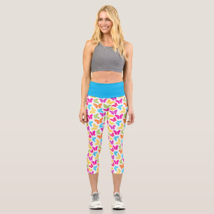 Moderne lebendige Regenbogen-Schmetterling-Süßes M Capri Leggings
