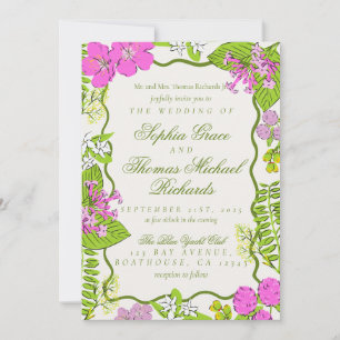 Moderne lebendige tropische botanische Hochzeit Einladung
