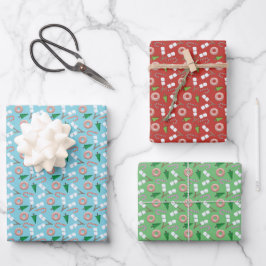 Moderne Leckerei und Baumuster Weihnachten Geschenkpapier Set