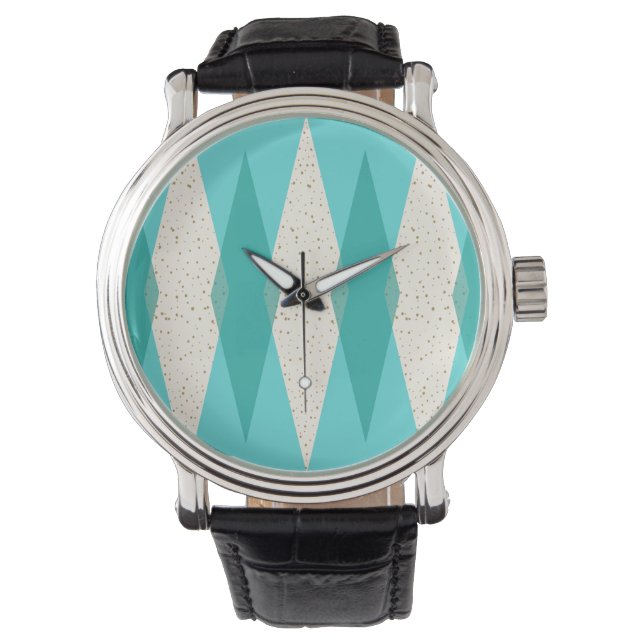 Moderne Lederuhr der Raute aus dem Mittelalter Armbanduhr (Vorderseite)