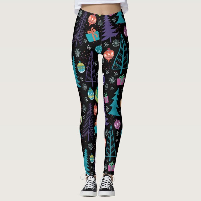 Moderne Leggings mit Bäumen und Ornamenten (Vorderseite)