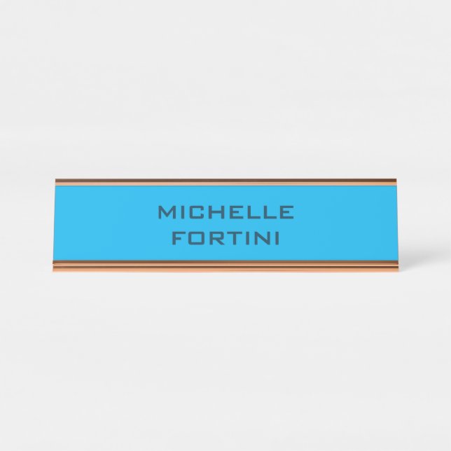 Moderne Legitimation Schlicht Sky & Ocean Blue Schreibtischnamensplakette (Vorderseite )