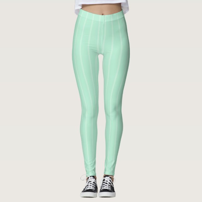 Moderne, leicht grüne, gestreifte Vorlage Leggings (Vorderseite)