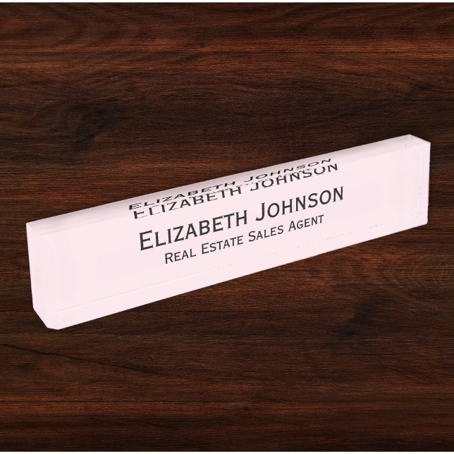 Moderne, leicht rosa Berufliche Führungskraft Namensplakette (Modern Light Pink Professional Business Executive Desk Name Plate)